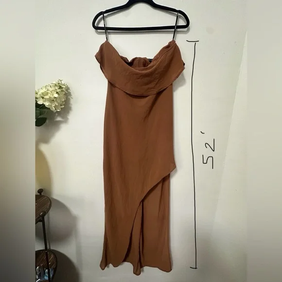 Elegant Brown Strapless Dress - Picture 5 of 5